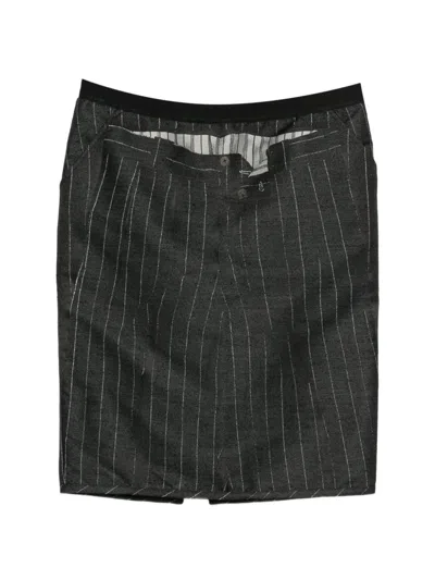Pre-owned Jean Paul Gaultier Trompe L'oeil Pinstripe Midi Skirt In Gray