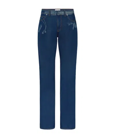 Jean Paul Gaultier Trompe L'oeil-print Jeans In Blue