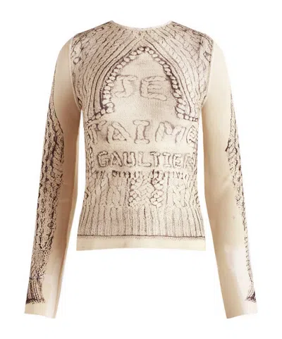 Jean Paul Gaultier Trompe L'oeil-print Mesh Top In Nude