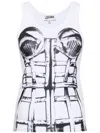 Jean Paul Gaultier White & Black 'trompe L'oeil' Tank Top In White