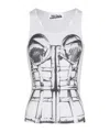 Jean Paul Gaultier White & Black 'trompe L'oeil' Tank Top In White