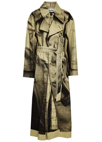 Jean Paul Gaultier The Trompe L'oeil Oversize Cotton Trench Coat In Beige