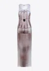 Jean Paul Gaultier Trompe L'ail Corset Printed Cotton Ribbed Long Dress In Pink