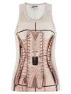 Jean Paul Gaultier Printed Ribbed Sleeveless Top