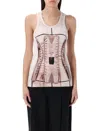 Jean Paul Gaultier Printed Ribbed Sleeveless Top