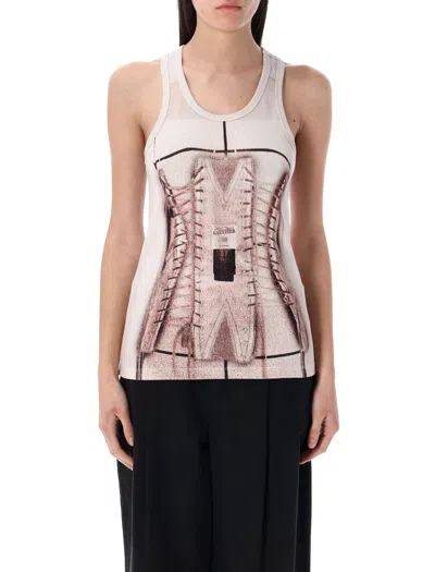 Jean Paul Gaultier Trompe L'oil Corset Tank Top In Multi