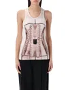 Jean Paul Gaultier Printed Ribbed Sleeveless Top In Pink