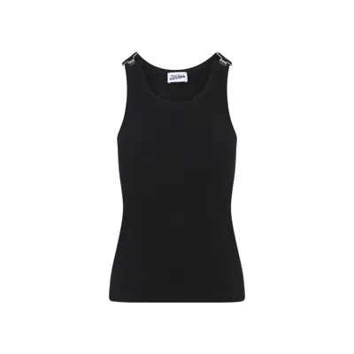 Jean Paul Gaultier Ribbed Tank Top With Overall Buckles Black
