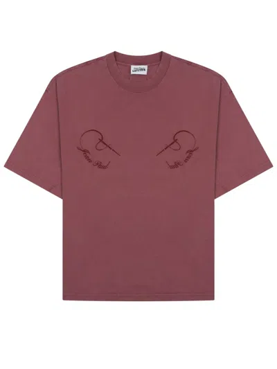 Jean Paul Gaultier T-shirt Needles Con Logo In Burgundy