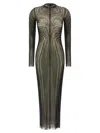Jean Paul Gaultier Printed Spiraral Long Dress Woman Black