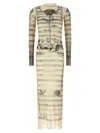 Jean Paul Gaultier Mesh Tattoo Striped Long Dress