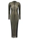 Jean Paul Gaultier Printed Spiraral Long Dress Woman Black
