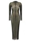 Jean Paul Gaultier Printed Spiraral Long Dress Woman Black