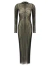 Jean Paul Gaultier Printed Spiraral Long Dress Woman Black