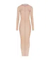 Jean Paul Gaultier Spiral Long Sleeve Mesh Dress In Pink