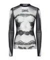 Jean Paul Gaultier Tulle Long-sleeved Top In Black