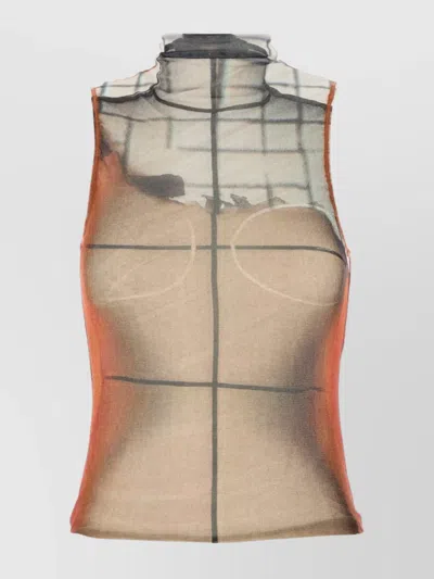 JEAN PAUL GAULTIER TULLE PRINTED TANK TOP FIRE