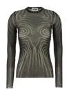 Jean Paul Gaultier Mesh Top With Geometric Pattern And Spiral Print
