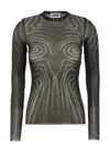 Jean Paul Gaultier Mesh Top With Geometric Pattern And Spiral Print