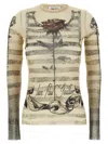 Jean Paul Gaultier Tattoo Mariniere Mesh Long-sleeve Top