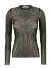 Jean Paul Gaultier Mesh Top With Geometric Pattern And Spiral Print