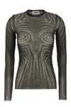 Jean Paul Gaultier Mesh Top With Geometric Pattern And Spiral Print