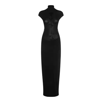 Jean Paul Gaultier Turtleneck Dress In Black