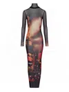 Jean Paul Gaultier Mesh Dress With High Neck And Long Sleeves In Black