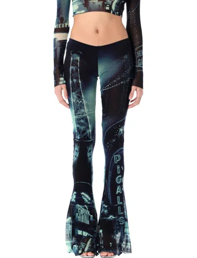 Jean Paul Gaultier Pigalle Mesh Flare Printed Trouser In Multi