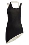 Jean Paul Gaultier Cotton Ribbed Twisted Double Layer Tank Top Clothing In Black/ecru