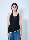 Jean Paul Gaultier Cotton Ribbed Twisted Double Layer Tank Top Clothing In Black