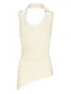 Jean Paul Gaultier Ribbed Cotton Twisted Double-layer Top In Neutral