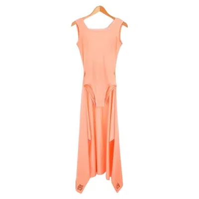 Pre-owned Jean Paul Gaultier Unusual 1990's  Peach Cape Swimsuit With Sarong Trail S-m In Orange