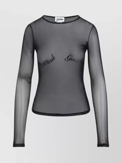JEAN PAUL GAULTIER VELVET FLOCK CREW NECK TOP