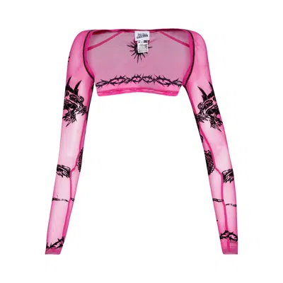 Pre-owned Jean Paul Gaultier Velvet Flock Long-sleeve Shawl 'pink'