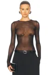 Jean Paul Gaultier Womens Velvet-branding Long-sleeves Stretch-woven Top Black In Black