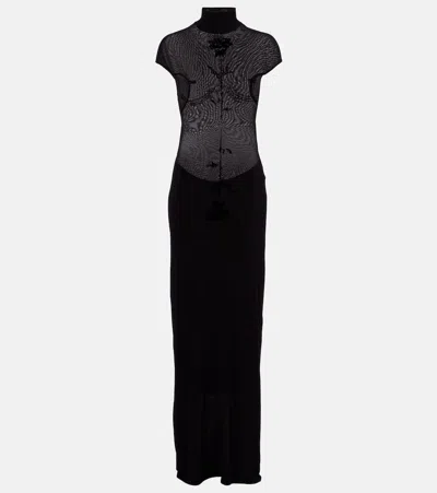 Jean Paul Gaultier Velvet Jersey Maxi Dress In Black