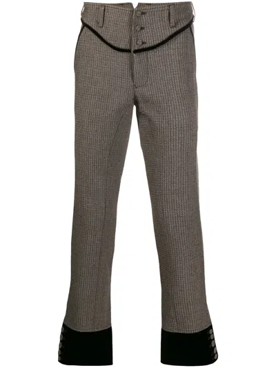 Pre-owned Jean Paul Gaultier Velvet-trim Trousers In Brown