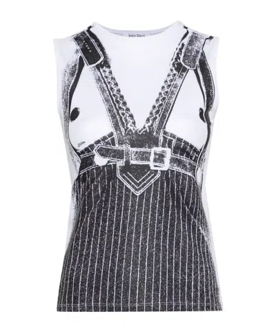 JEAN PAUL GAULTIER VEST-PRINT SLEEVELESS TOP