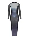 Jean Paul Gaultier Le Male Printed Mesh Long-sleeve Maxi Dress In Blue