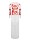 Jean Paul Gaultier White Tulle Maxi Dress With Unique Eyes In White
