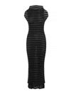 Jean Paul Gaultier Nylon Long Dress With Viscose Mariniere Stripes In Black In Black