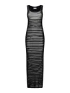 Jean Paul Gaultier Ribbed Mariner Double Layer Long Dress In Black