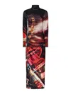 Jean Paul Gaultier Pigalle Long Dresse Woman Black In Velvet In Red