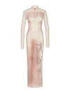 Jean Paul Gaultier Palepink Mesh Turtleneck Dress In Pink