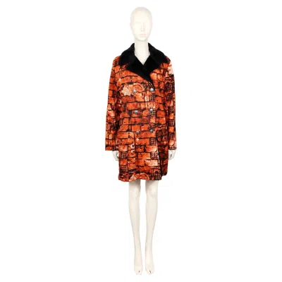 Pre-owned Jean Paul Gaultier Vintage Brick-wall Print Coat Fall/winter 1997 In Brown