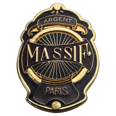 Pre-owned Jean Paul Gaultier Vintage  "argent Massif Paris" Enamel Badge Brooch In Black