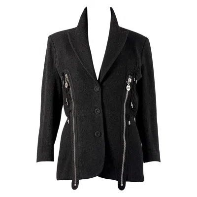 Pre-owned Jean Paul Gaultier Vintage  Avant Garde Zippered Arm Hole Wool Blazer Jacket In Black