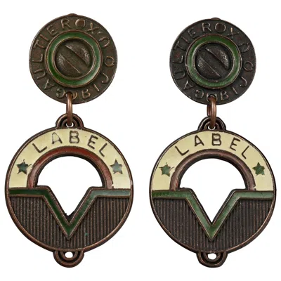 Pre-owned Jean Paul Gaultier Vintage  Bijoux Label Enamel Steampunk Earrings In Black