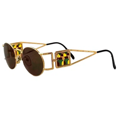 Pre-owned Jean Paul Gaultier Vintage  Bust Stained Oval Sunglasses In Brown